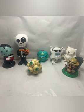 Random monster toy lot eyeball ball ceramic Dracula bobble head skeleton